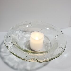 Pier1 Imports Handblown Glassware floral embossed cabbage leaf bowl